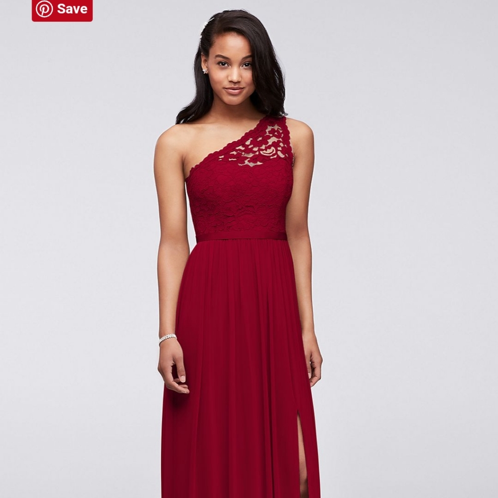 David's Bridal Apple Red Bridesmaid's Dress
